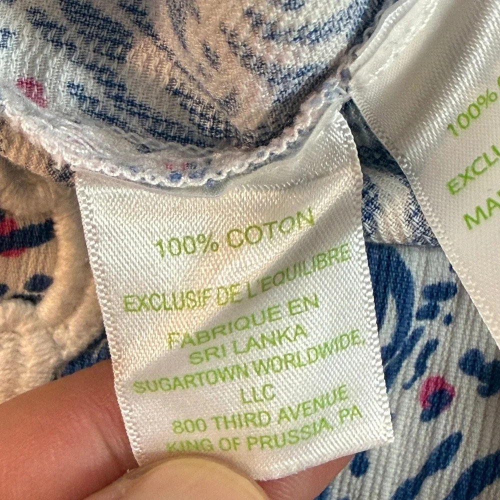 Lilly Pulitzer Girls Blue White starfish Print Shorts with Crochet Trim Size 7